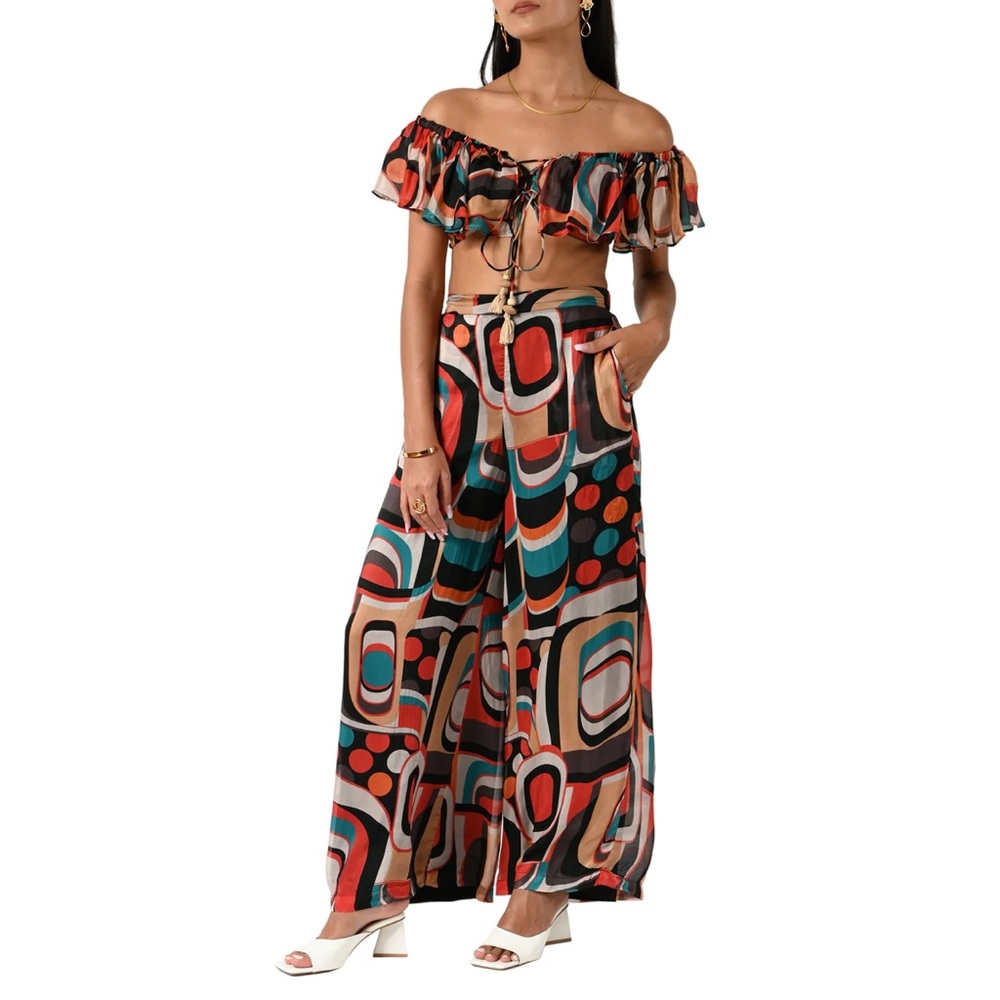 Ollari Multi GEO Wide Leg Pants - Silk/Viscose